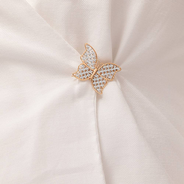 Золотая брошь Бабочка с фианитами (арт. 360073) – изображение 2