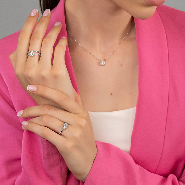 Кольцо из белого золота с бриллиантами (арт. К011313020б) – изображение 2