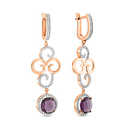 Золотые сережки-подвески с кварцем и фианитами (арт. 103265Пкф)