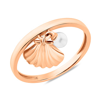 Каблучка з червоного золота з підвісками (арт. 141305)