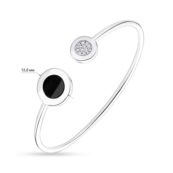 Серебряный браслет с ониксом и фианитами (арт. 7509/3518о) – изображение 2