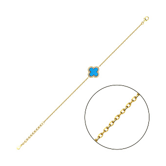 Фото Серебряный браслет с бирюзой и желтым родированием (арт. 7509/934/15жБ)