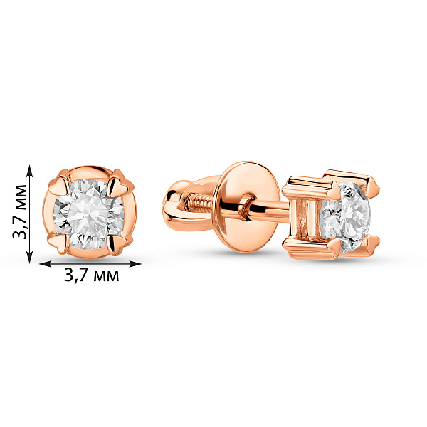 Золотые серьги пусеты с бриллиантами (арт. Т011650030) – изображение 2