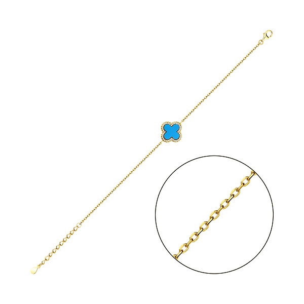 Серебряный браслет с бирюзой и желтым родированием (арт. 7509/934/15жБ) – изображение 1