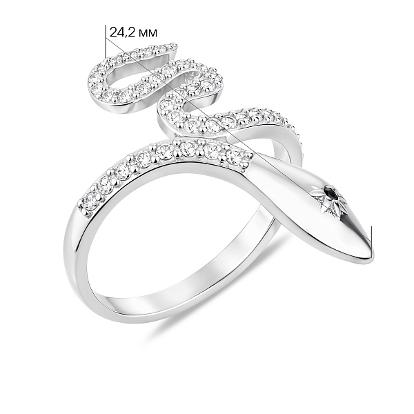Серебряное кольцо Змея с фианитами (арт. 7501/8458ч) – изображение 2