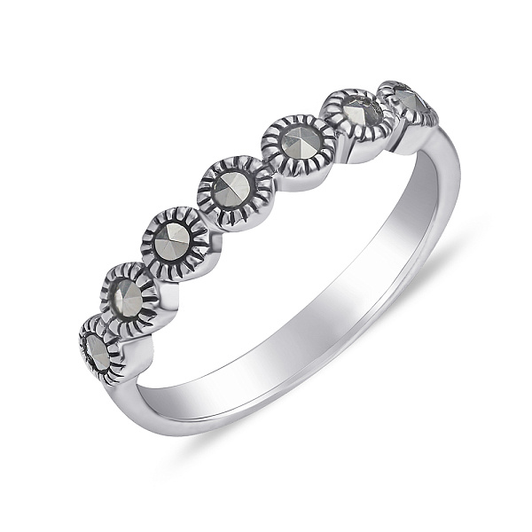 Серебряное кольцо с марказитами (арт. 7401/239мрк) – изображение 1