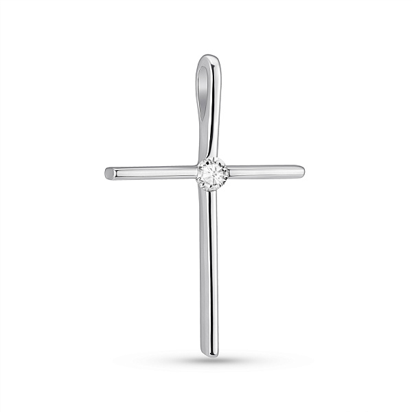 Серебряный подвес Крестик с фианитом (арт. 7503/П2Ф/100) – изображение 1