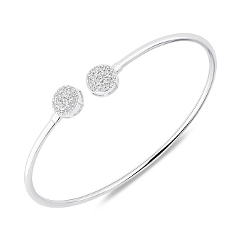 Фото Серебряный жесткий браслет с фианитами (арт. 7509/5260)