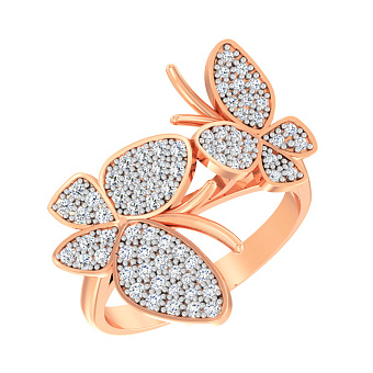 Фото Золота каблучка «Метелики» з фіанітами (арт. 140464)