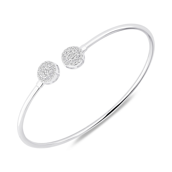 Серебряный жесткий браслет с фианитами (арт. 7509/5260) – изображение 1