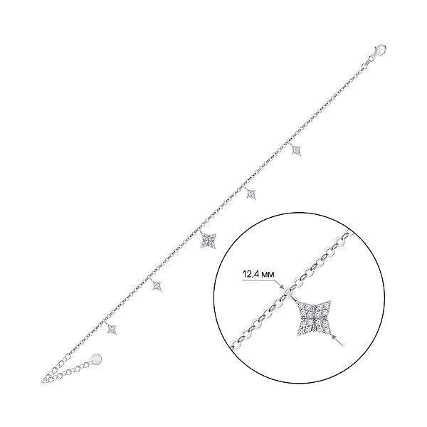 Срібний браслет на ногу з фіанітами (арт. 7509/5006н) – зображення 2
