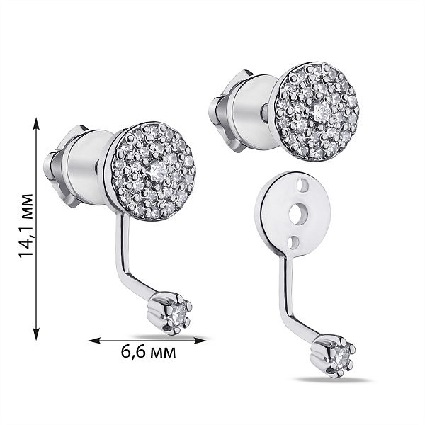 Серьги трансформеры из серебра с фианитами (арт. 7518/5408-р) – изображение 2