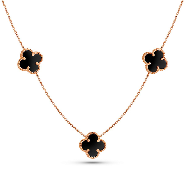 Золотое колье Клевер с ониксом (арт. 361495/10о) – изображение 1