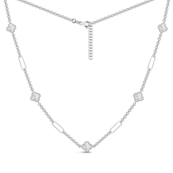 Срібне кольє Конюшина з перламутром (арт. 7507/2328/7п) – зображення 2