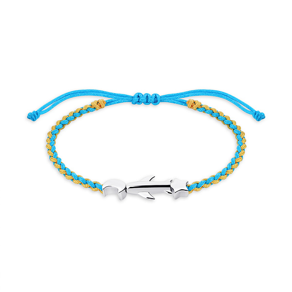 Браслет на шелковой нити с серебряными вставками (арт. 7309/3802гж) – изображение 1