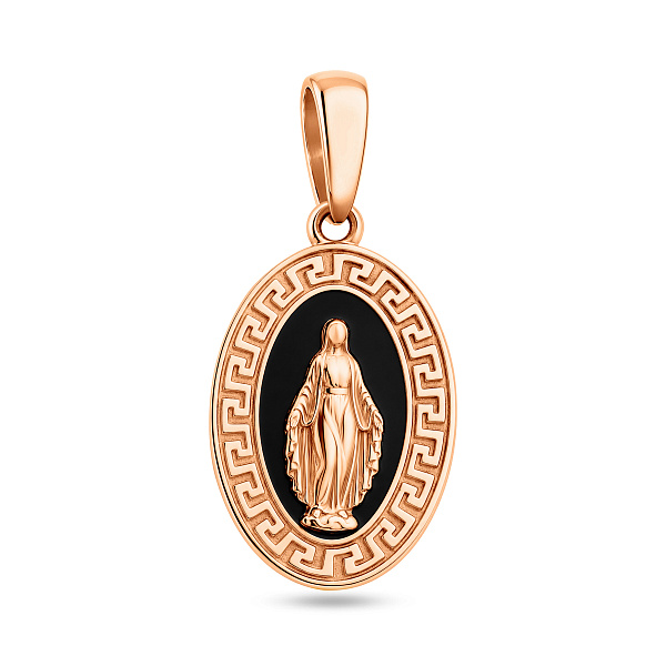 Золота ладанка Божа Матір з емаллю (арт. 440935еч) – зображення 1