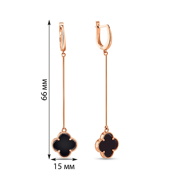 Длинные серьги из красного золота с ониксом (арт. 107894/15о) – изображение 2