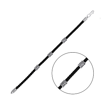 Шелковый браслет с серебряными вставками (арт. 7309/263брю)