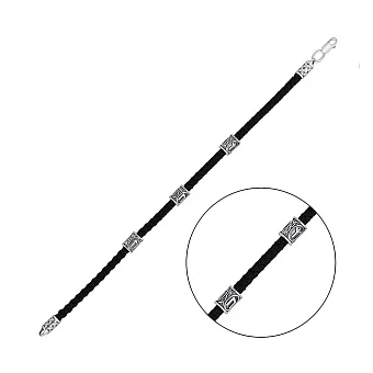 Шовковий браслет зі срібними вставками  (арт. 7309/263брю)