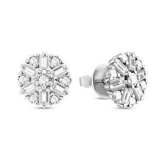 Пусети з білого золота з діамантами (арт. Т011555070б)