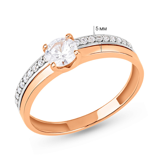 Кольцо из красного золота с фианитами (арт. 1101429101) – изображение 4