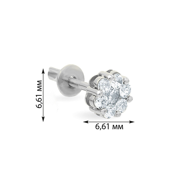 Серьга в одно ухо из белого золота с фианитами (арт. 110382бЯ) – изображение 2