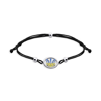 Фото Браслет из шелковой нити с серебряными вставками (арт. 7309/4733чегж)