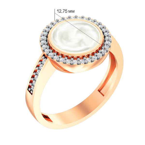 Золотое кольцо Лýна с эмалью и фианитами (арт. 140692еп) – изображение 2