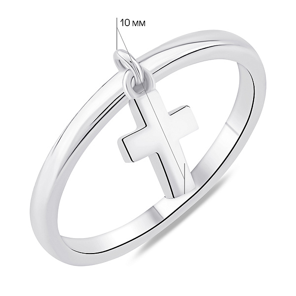 Серебряное кольцо с крестиком без камней (арт. 7501/6955) – изображение 2