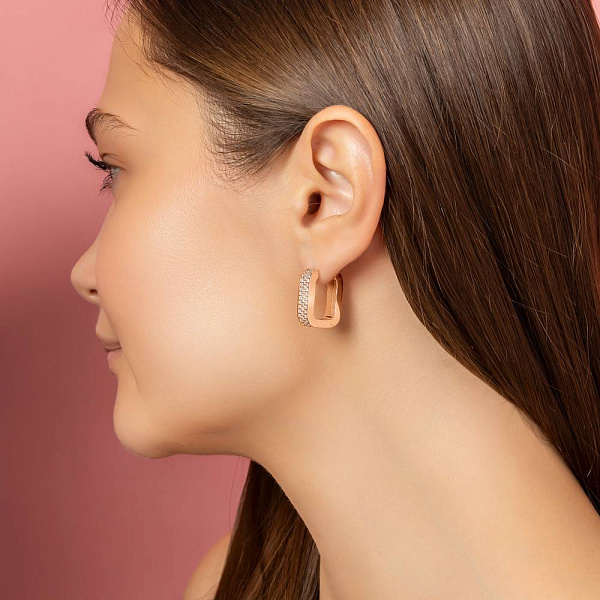 Серьги из красного золота с фианитами (арт. 1091700/20) – изображение 3