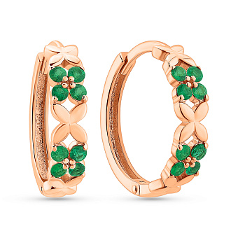 Фото Серьги из красного золота с изумрудом (арт. 111292/1Пи)