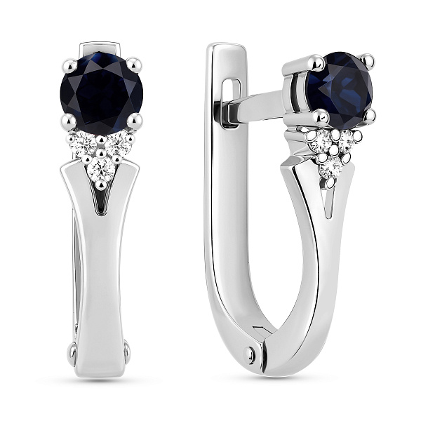 Сережки з білого золота з сапфіром і діамантами (арт. С011063бс) – зображення 1
