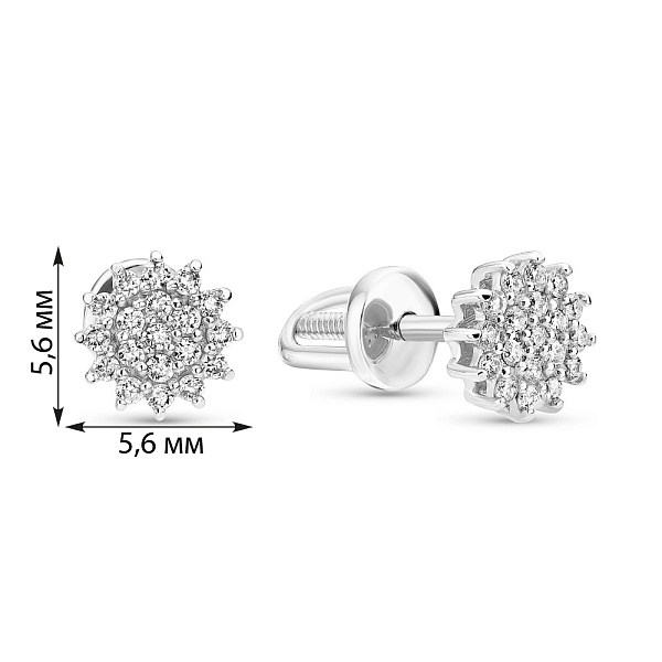 Пусеты из белого золота с бриллиантами  (арт. 2108949202) – изображение 6