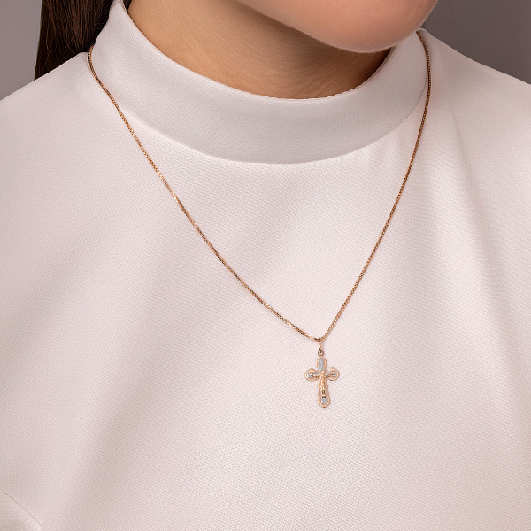 Золотий натільний хрестик з розп'яттям (арт. 529701) – зображення 2