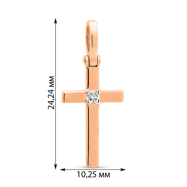 Золотая подвеска-крестик с бриллиантом (арт. П011022) – изображение 3