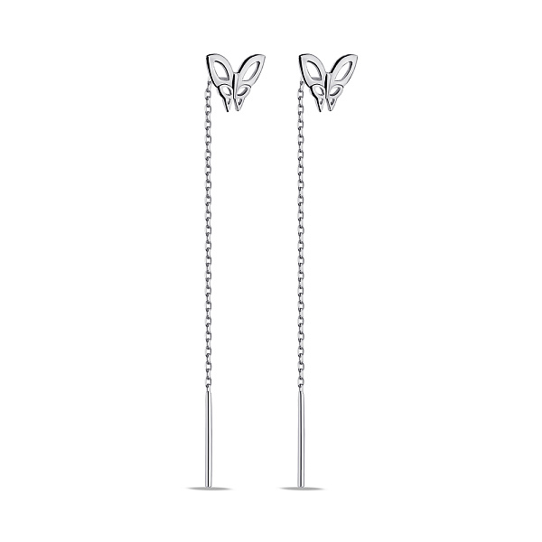 Срібні сережки-протяжки Метелики (арт. 7502/2189р) – зображення 1