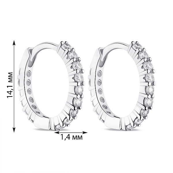 Серебряные серьги-кольца с фианитами (арт. 7502/9078/15) – изображение 2