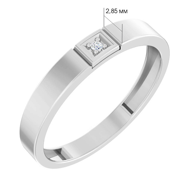 Золотое кольцо в белом цвете металла с бриллиантом (арт. К011030б) – изображение 2