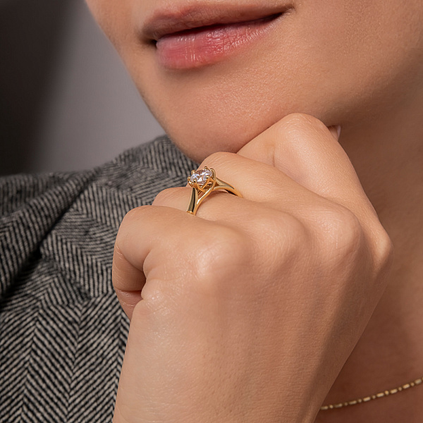 Помолвочное кольцо из желтого золота с фианитом (арт. 140338ж) – изображение 3