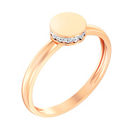 Золотое кольцо в красном цвете металла с фианитами (арт. 141078)