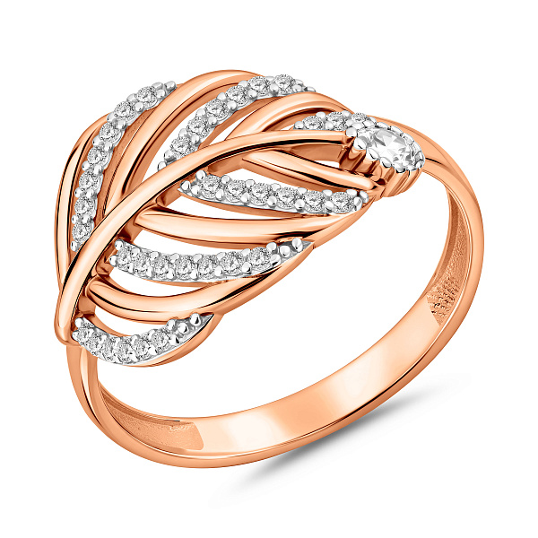 Кольцо из красного золота с фианитами (арт. 141336) – изображение 1