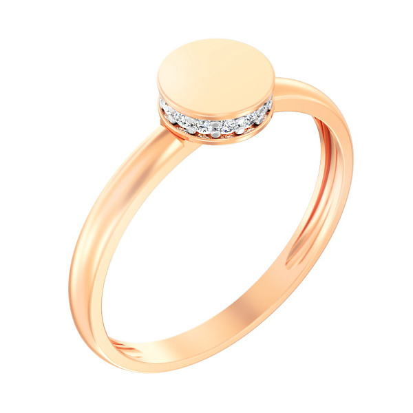 Золотое кольцо в красном цвете металла с фианитами (арт. 141078) – изображение 1