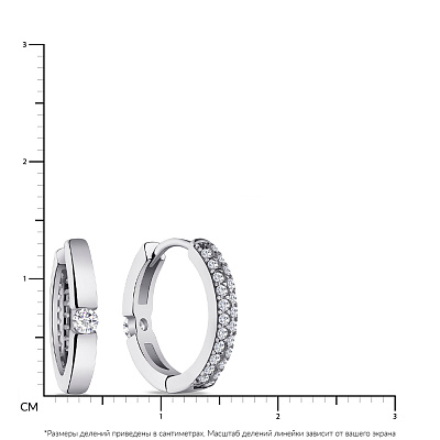 Двосторонні сережки-кільця зі срібла з фіанітами  (арт. 7502/4336/15)