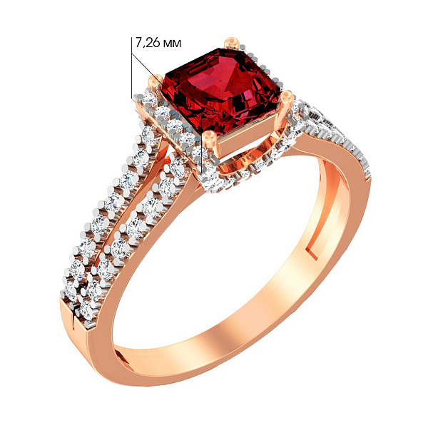 Кольцо золотое с кварцем и фианитами (арт. 140523ПкГ) – изображение 2