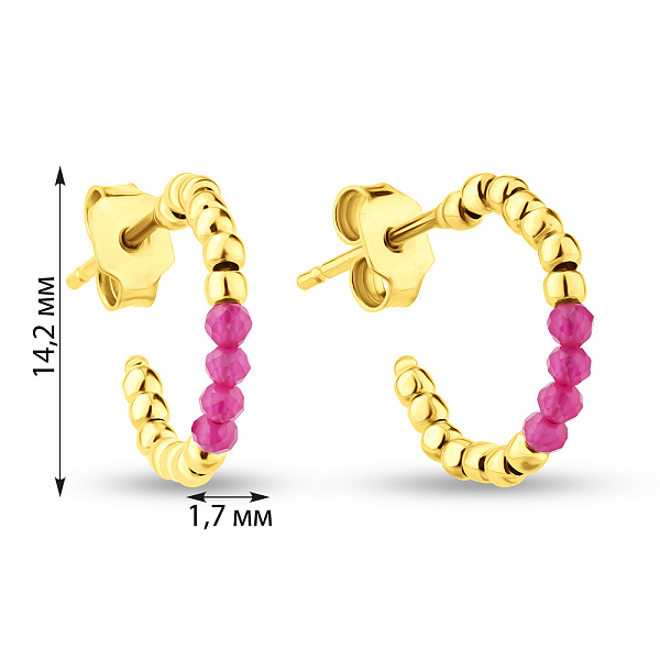 Золотые серьги-пусеты с фианитами  (арт. 1091596жр) – изображение 3