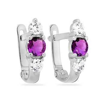 Фото Детские золотые серьги с фиолетовым фианитом (арт. 110316бф)