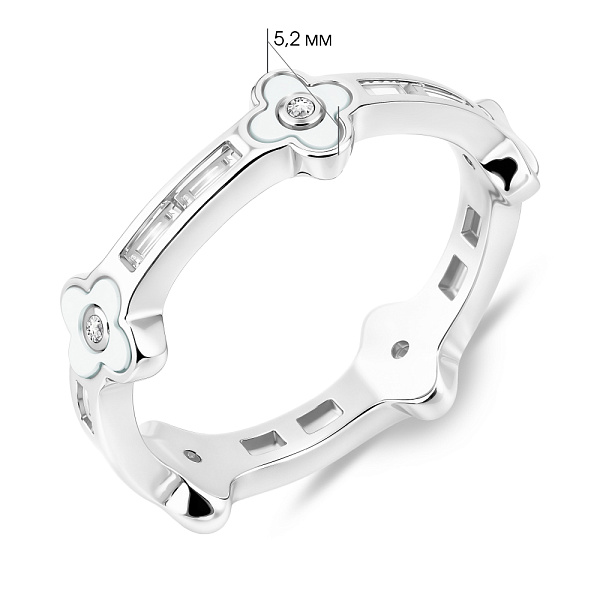 Серебряное кольцо Клевер с перламутром (арт. 7501/8471п) – изображение 2