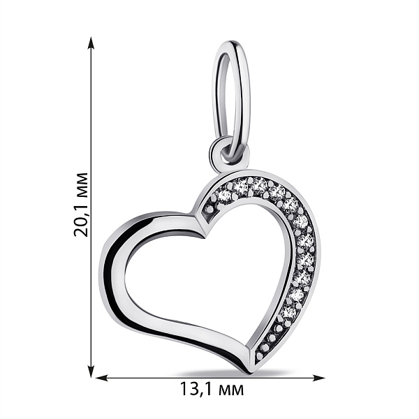 Серебряный кулон Сердце с фианитами (арт. 7503/2-0365.0.2) – изображение 2