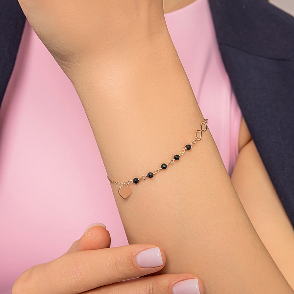 Браслет "Бесконечность" из красного золота с ониксом (арт. 325404о) – изображение 3