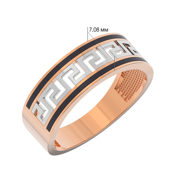 Золотое кольцо Олимпия с эмалью (арт. 144300ч) – изображение 2